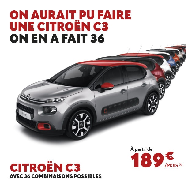 Offre Citroën C3 avec 36 combinaisons possibles